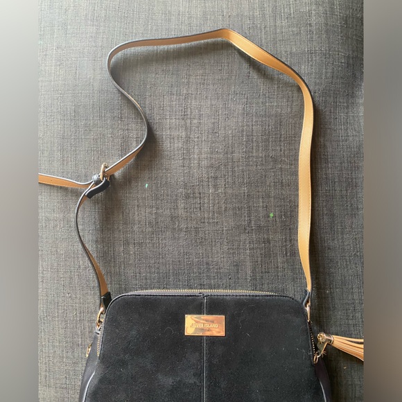 Women's Black Triple Compartment Large Cross Body Bag - Picture 2 of 7